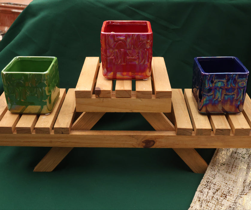 Pearl Cubic Ceramic Pots - 4 Set