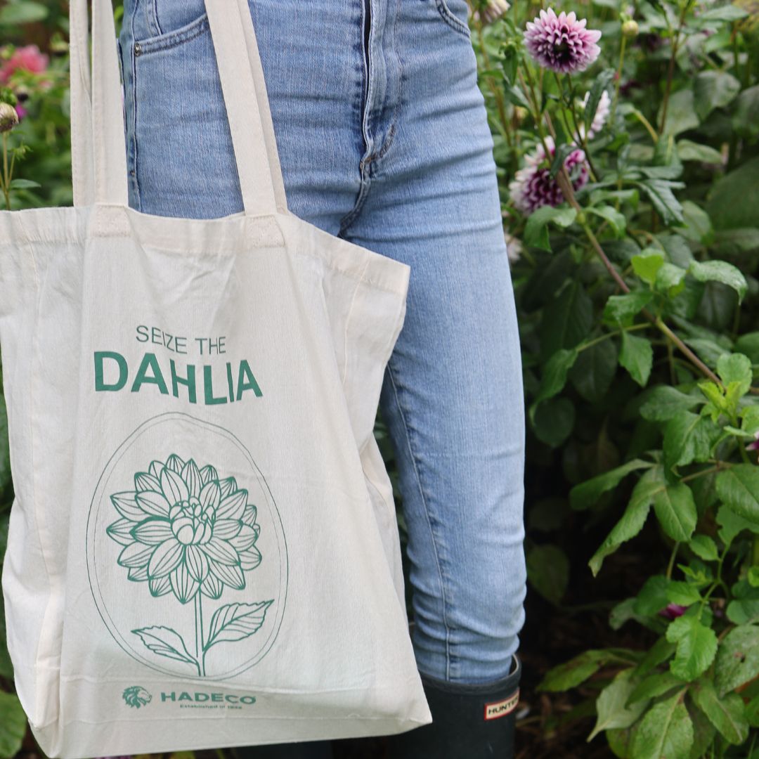Seize The Dahlia Tote Bag - Natural & Green — Hadeco.co.za