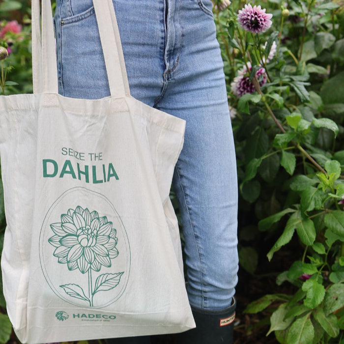Seize The Dahlia Tote Bag - Natural & Green
