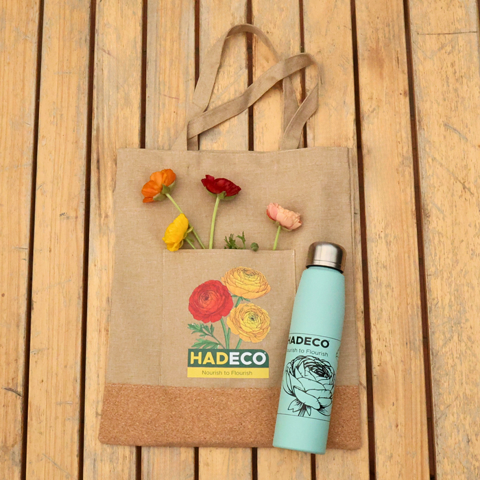 Floral Aluminium Water Bottle - Dusty Blue