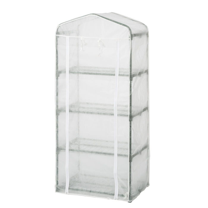 Greenhouse with 4-tier shelves