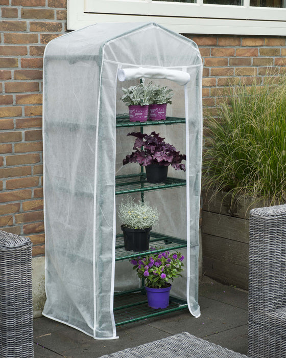Greenhouse with 4-tier shelves