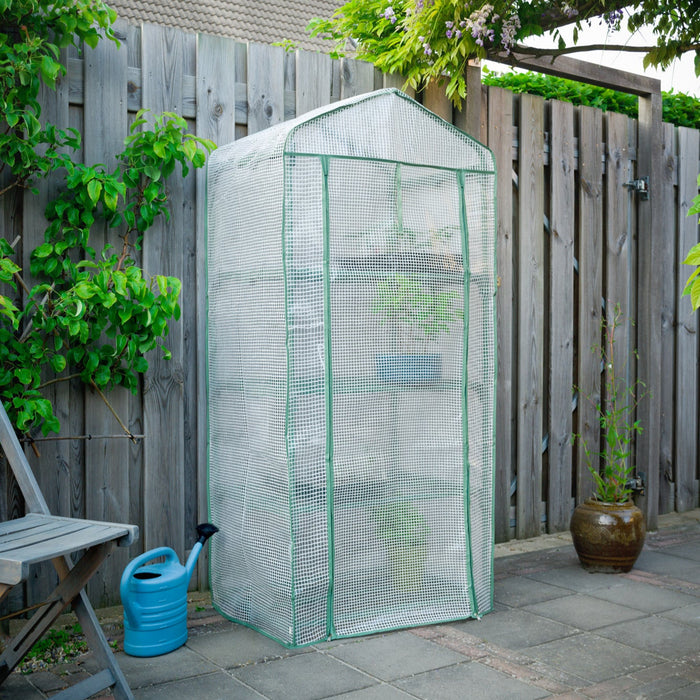 Greenhouse with 4-tier shelves