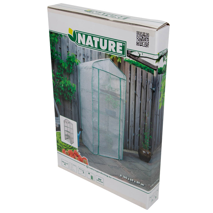 Greenhouse with 4-tier shelves