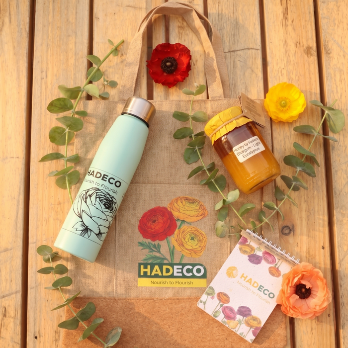 Honey , Tote, Plantable Notepad & Pencil, Water Bottle Combo