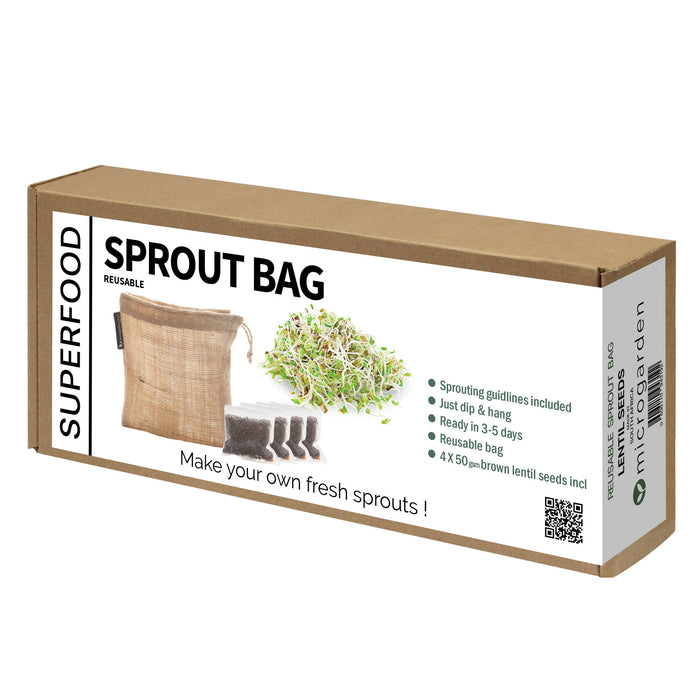 Microgreens Hessian Sprouting bag & x4 50g Lentil Seeds