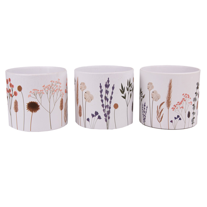 Wild Floral Design Ceramic Pot - (Set of 3)