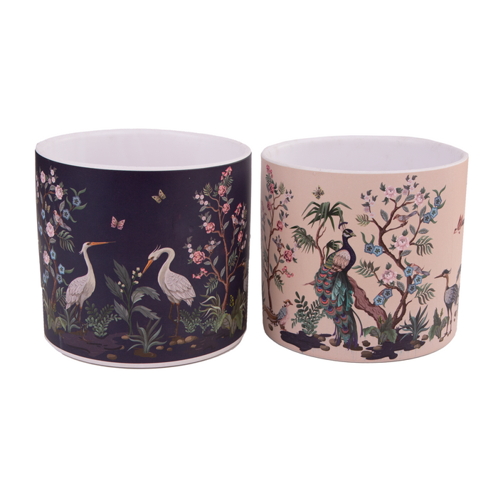 Exotic Bird Design Ceramic Pot - (Set of 2)
