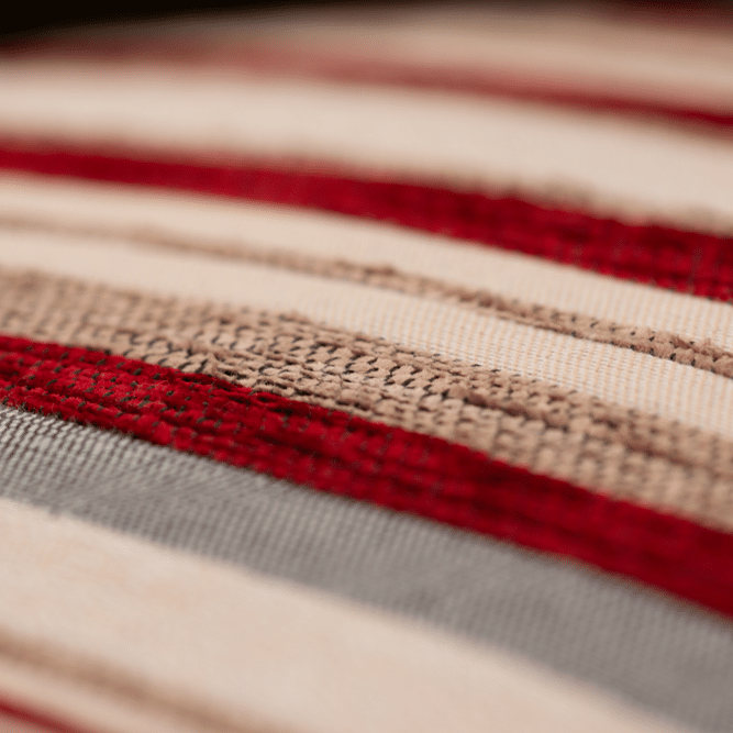 Mirabel Chenille Stripe - Piped Finish Cushion - Red 3