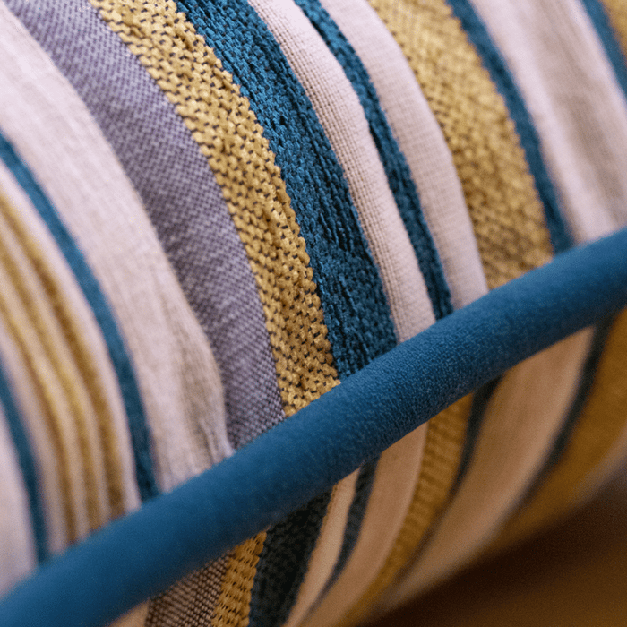 Mirabel Chenille Stripe - Piped Finish Cushion - Green 2